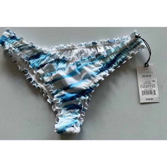 Shade & Shore Women Ribbed Ruffle High Leg Extra Cheeky Bikini Bottom Tie Dye XS - Picture 2 of 5